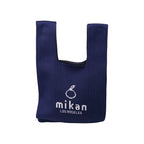 mikan Los Angeles Knit Mini Tote Bag (Navy Blue/White)
