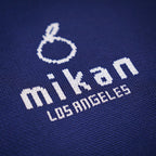 mikan Los Angeles Knit Mini Tote Bag (Navy Blue/White)