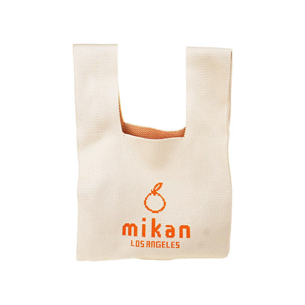 mikan Los Angeles Knit Mini Tote Bag (Cream/Orange)