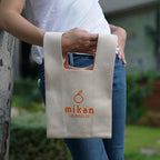 mikan Los Angeles Knit Mini Tote Bag (Cream/Orange)