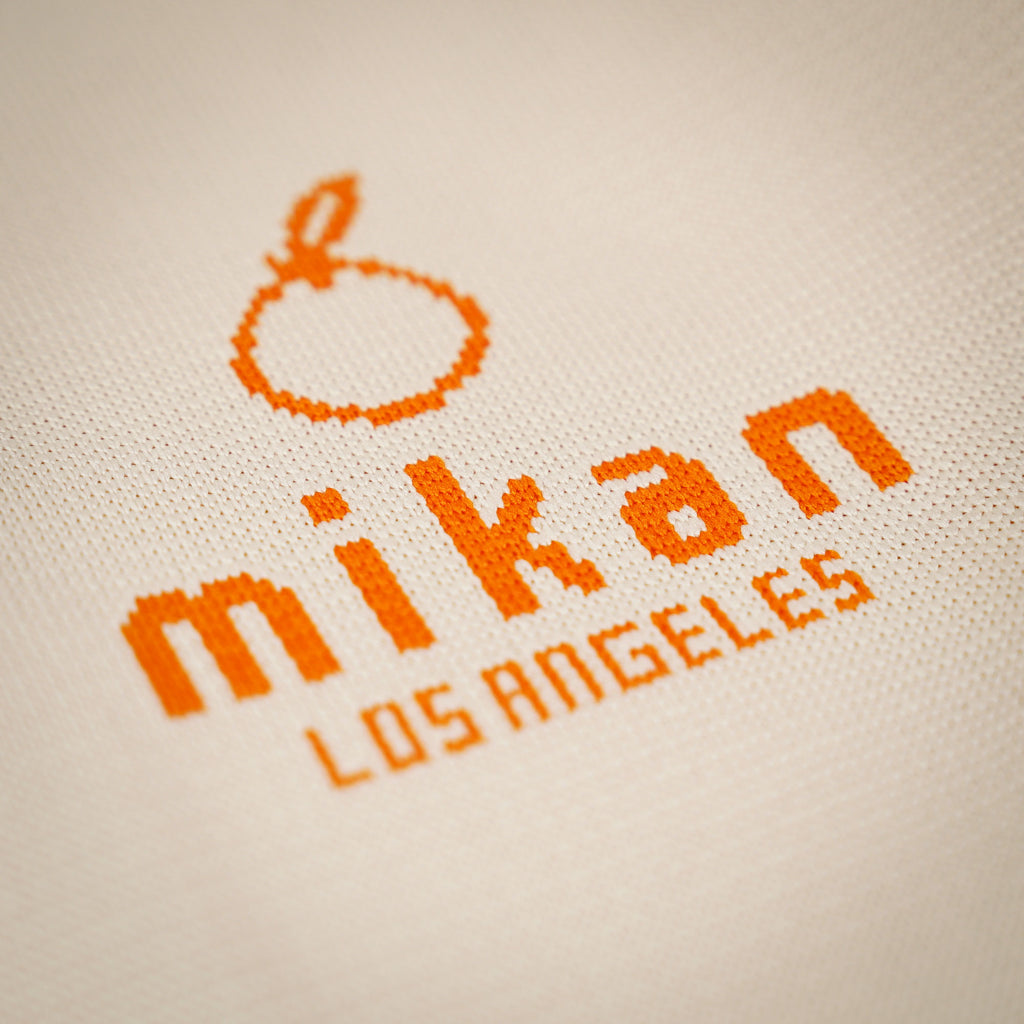 mikan Los Angeles Knit Mini Tote Bag (Cream/Orange)